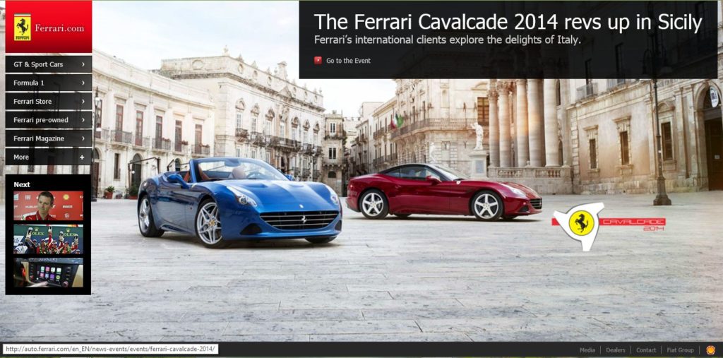 Screenshot from a 2014 implementation of SharePoint 2010 used by Ferrari to advertise their products. The screenshot was found on a website by The Data Dude: https://www.dutchdatadude.com/you-will-not-believe-these-sites-have-been-made-with-sharepoint/